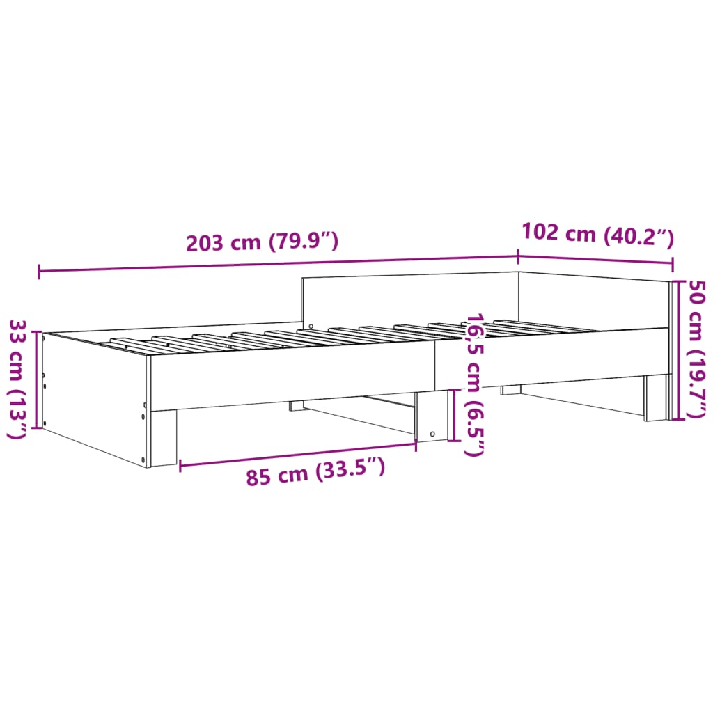Sengeramme svart 100x200 cm konstruert tre