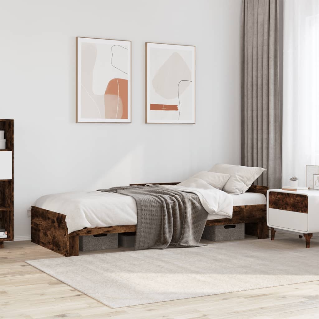 Sengeramme uten madrass røkt eik 90x200 cm konstruert tre