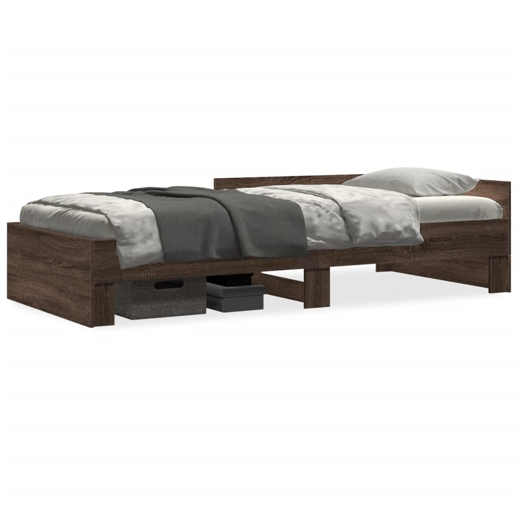 Sengeramme uten madrass brun eik 90x190 cm konstruert tre