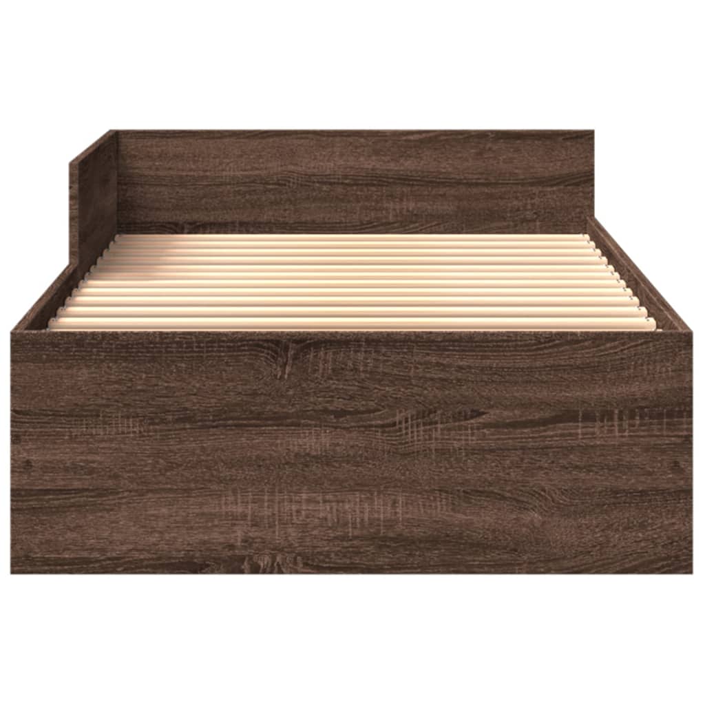 Sengeramme uten madrass brun eik 90x190 cm konstruert tre
