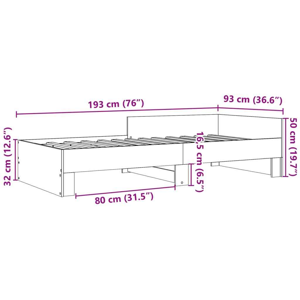 Sengeramme uten madrass brun eik 90x190 cm konstruert tre