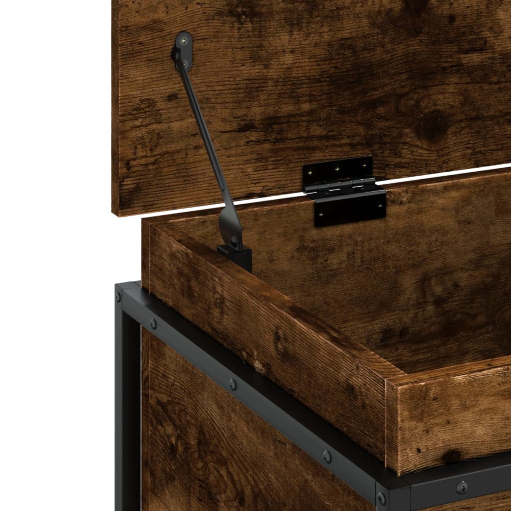 Oppbevaringsboks med lokk røkt eik 80x40x51,5 cm konstruert tre