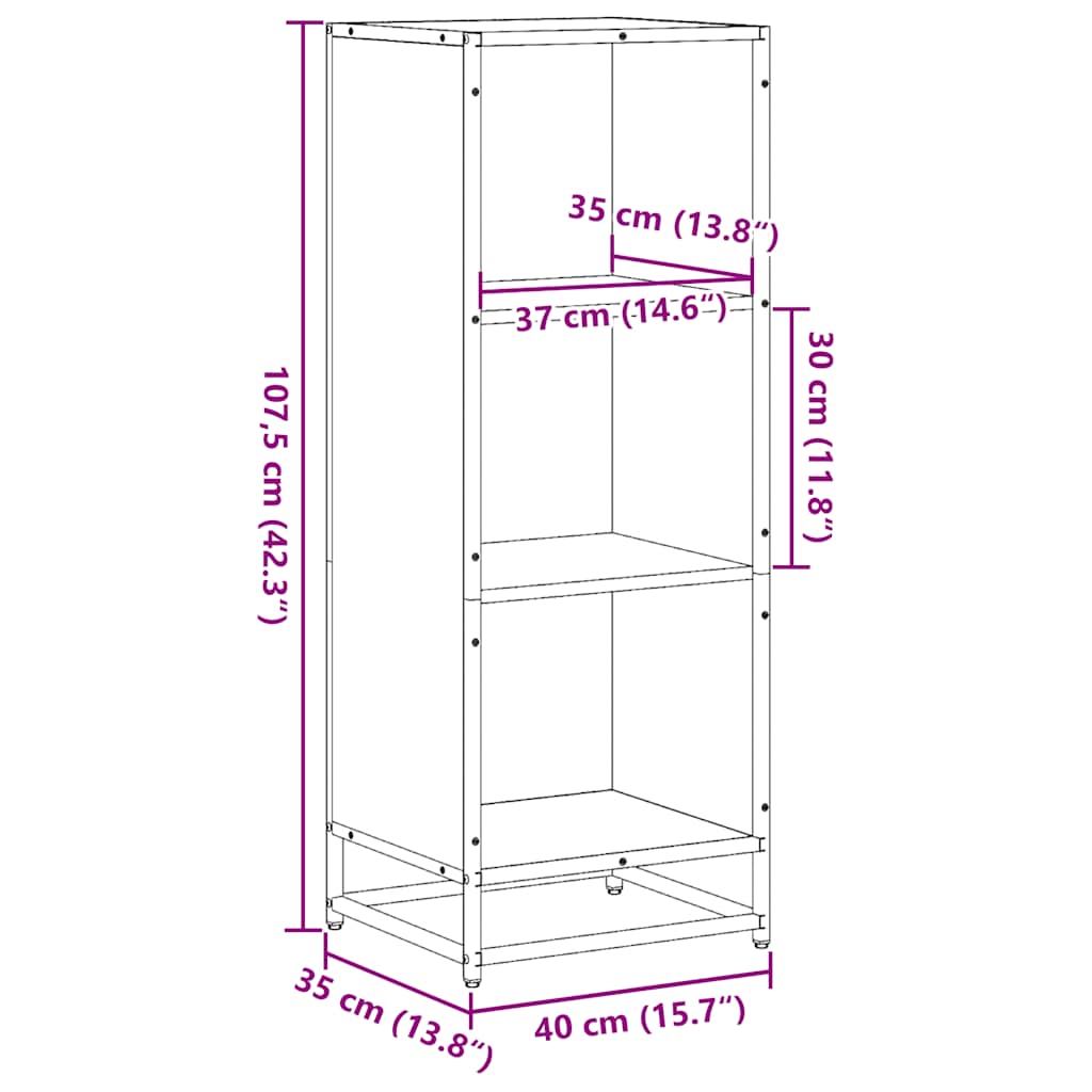 Bokhylle røkt eik 40x35x107,5 cm konstruert tre