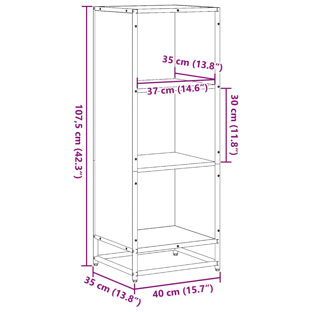 Bokhylle brun eik 40x35x107,5 cm konstruert tre