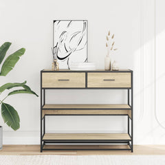 Konsollbord sonoma eik 90x35x80 cm konstruert tre