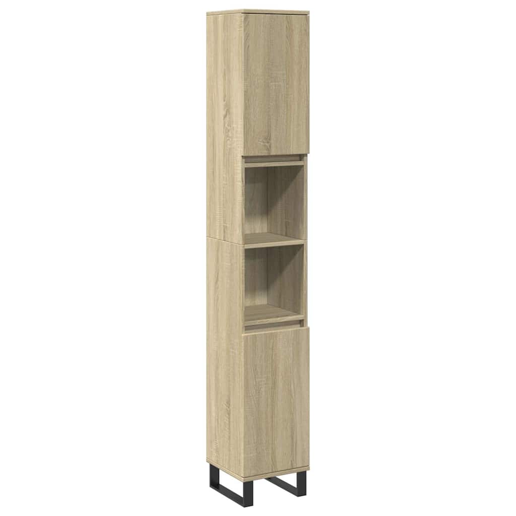 Baderomsskap sonoma eik 30x30x190 cm konstruert tre