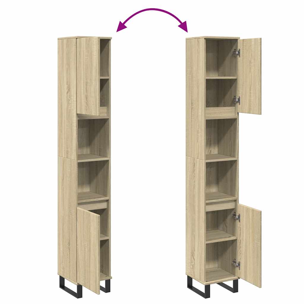 Baderomsskap sonoma eik 30x30x190 cm konstruert tre