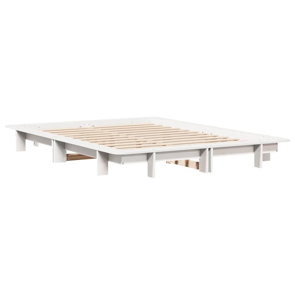 Sengeramme uten madrass hvit 140x190 cm heltre furu