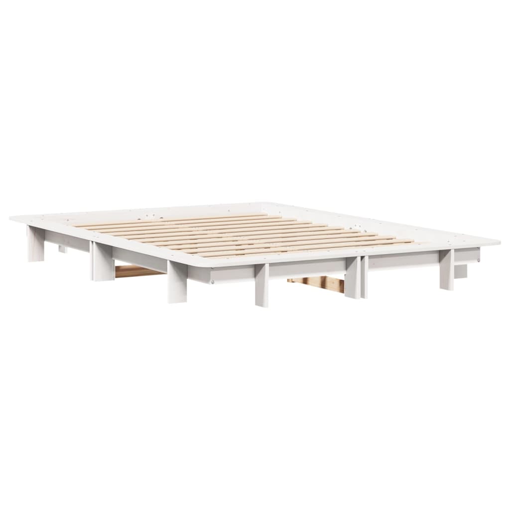 Sengeramme uten madrass hvit 140x190 cm heltre furu