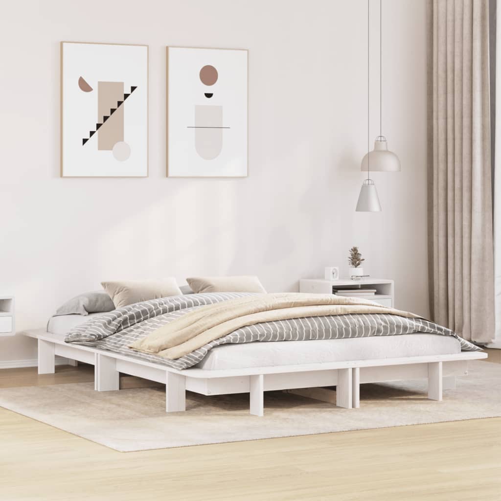 Sengeramme uten madrass hvit 140x190 cm heltre furu