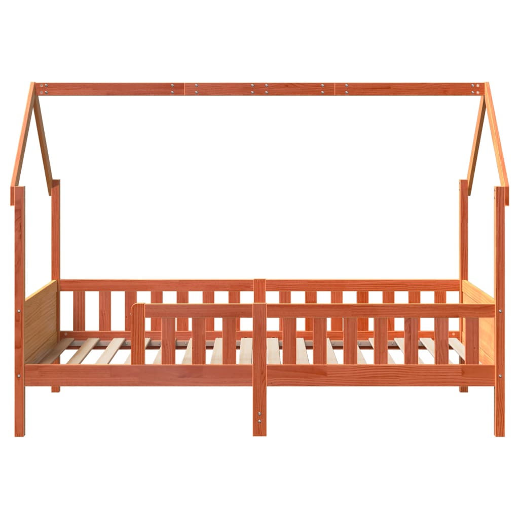 Barneseng med tak voksbrun 80x200 cm heltre furu