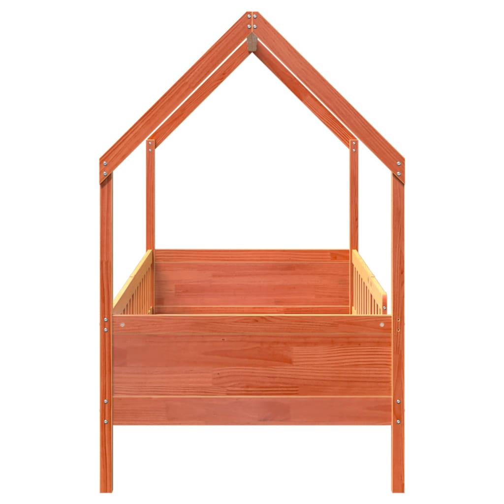 Barneseng med tak voksbrun 80x200 cm heltre furu