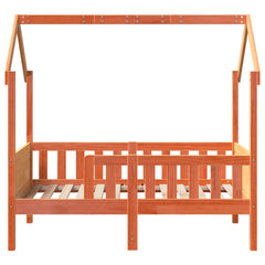 Barneseng med tak voksbrun 70x140 cm heltre furu