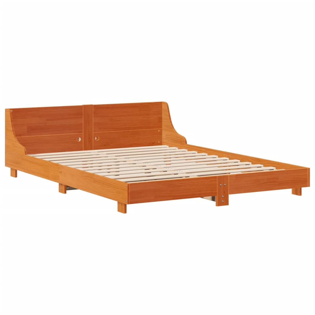 Sengeramme uten madrass voksbrun 140x190 cm heltre furu