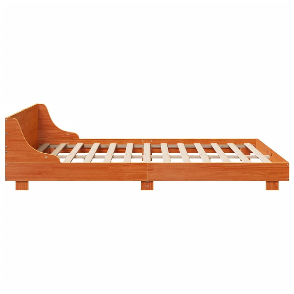 Sengeramme uten madrass voksbrun 140x190 cm heltre furu