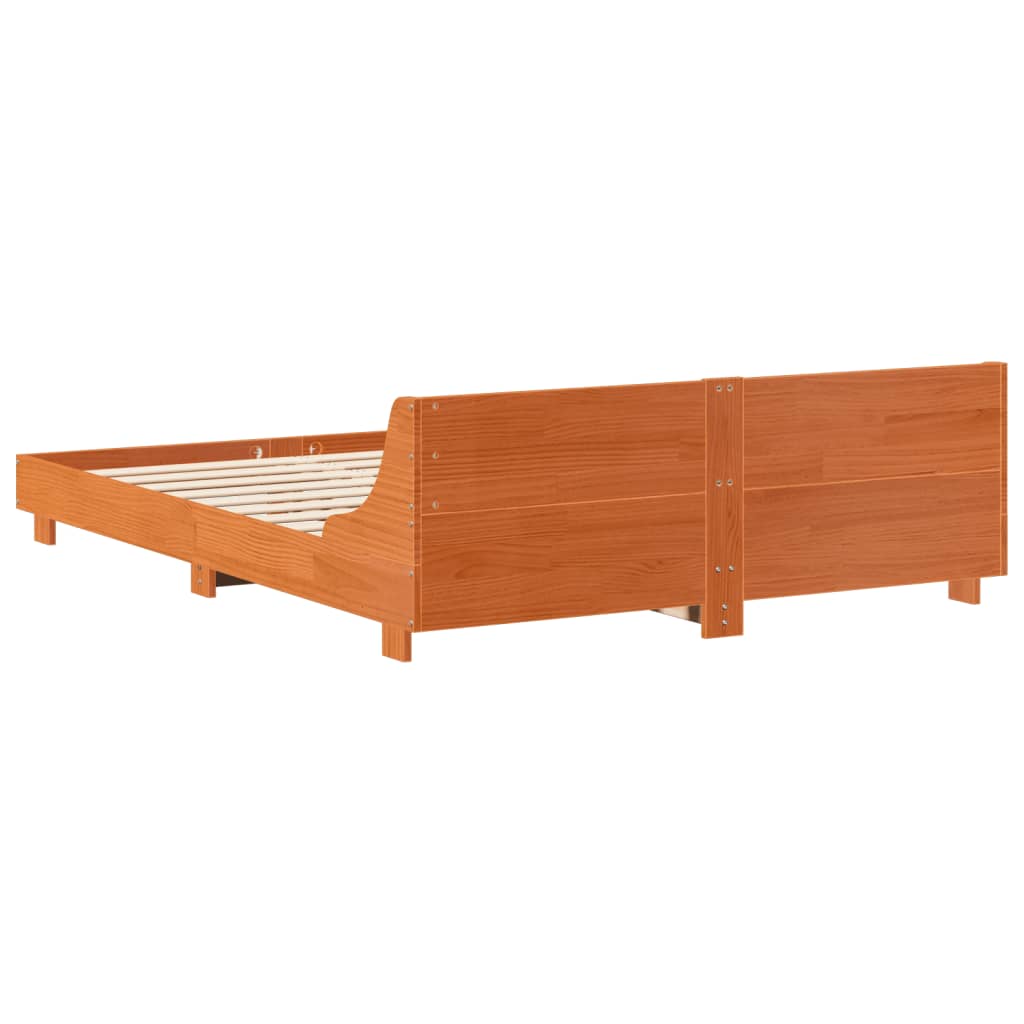 Sengeramme uten madrass voksbrun 140x190 cm heltre furu