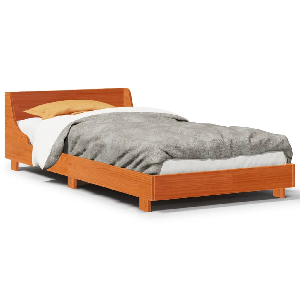 Sengeramme uten madrass voksbrun 90x190 cm heltre furu
