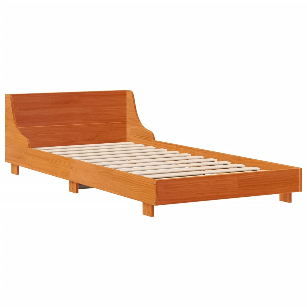 Sengeramme uten madrass voksbrun 90x190 cm heltre furu