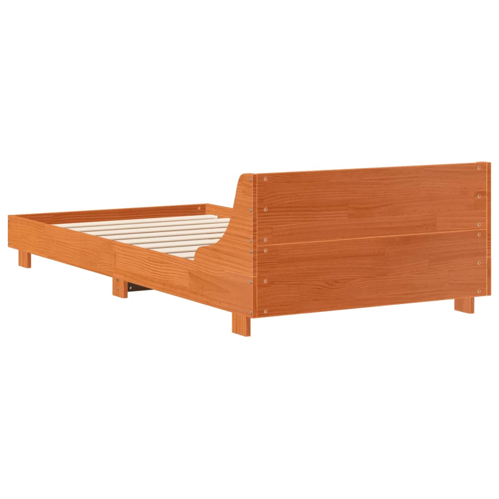 Sengeramme uten madrass voksbrun 90x190 cm heltre furu