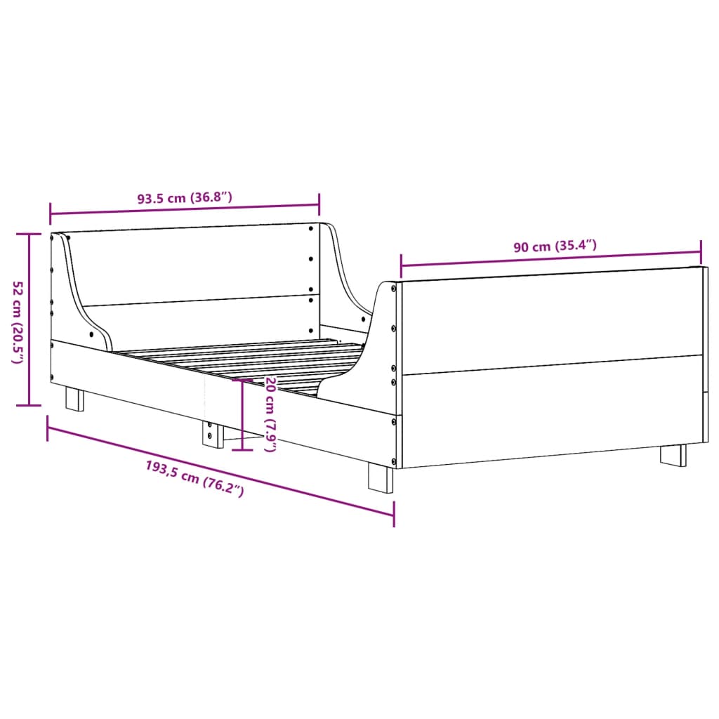 Sengeramme uten madrass 90x190 cm heltre furu