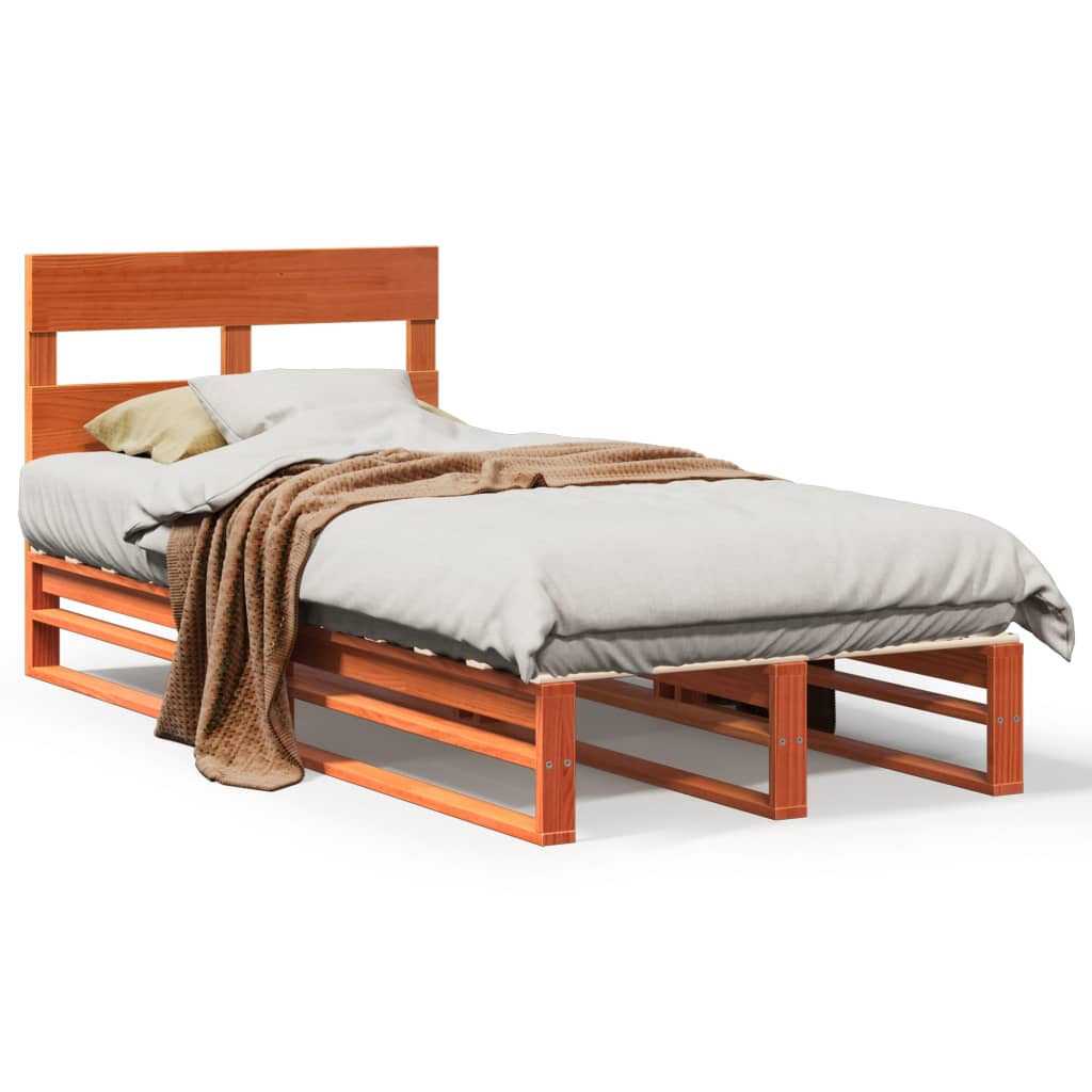 Sengeramme uten madrass voksbrun 90x190 cm heltre furu