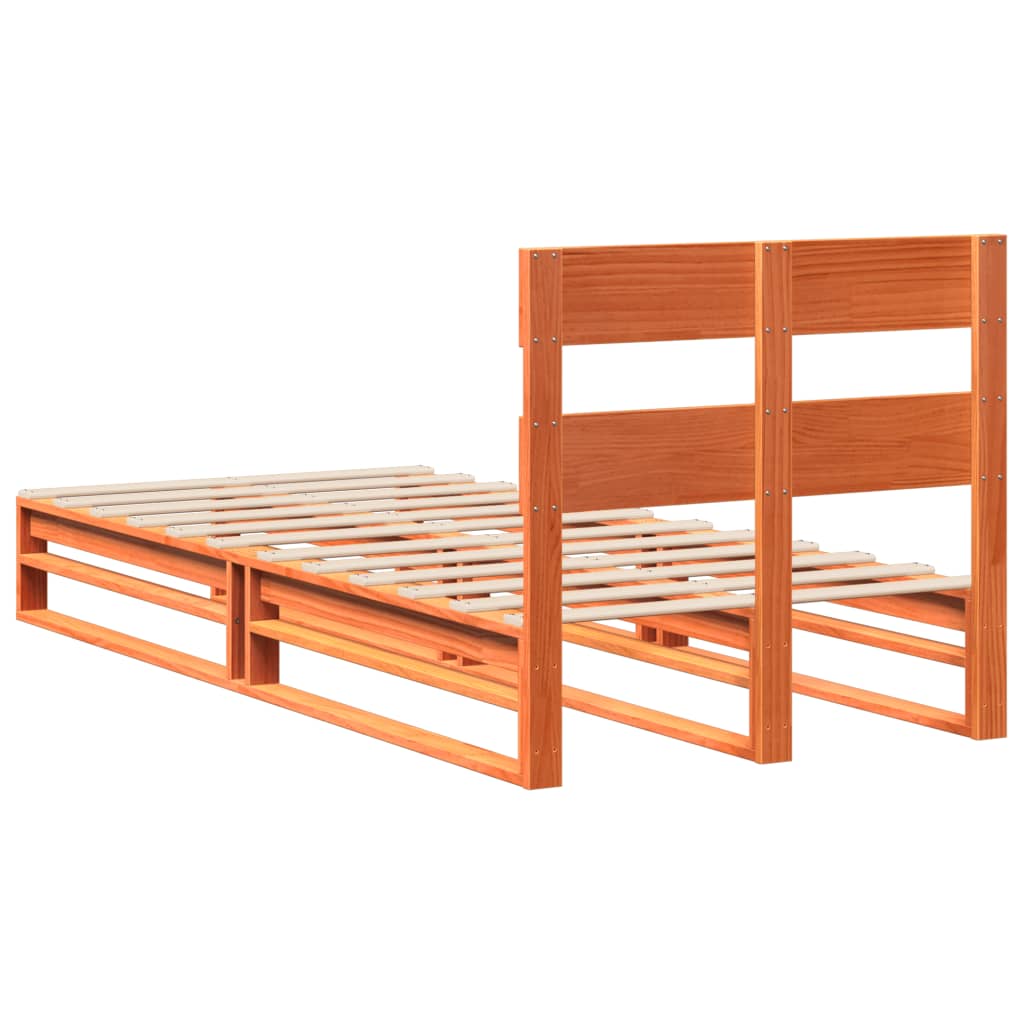 Sengeramme uten madrass voksbrun 90x190 cm heltre furu