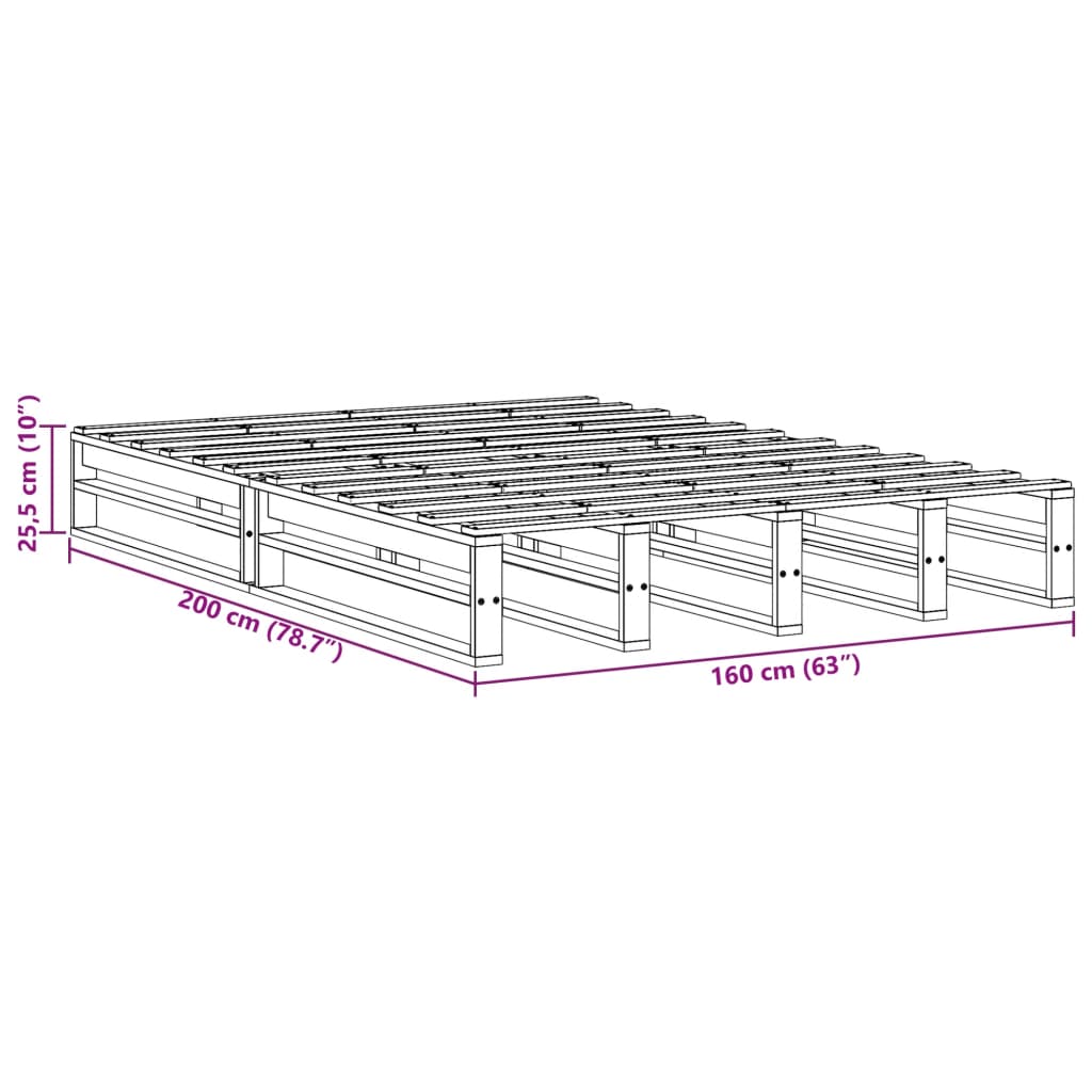 Sengeramme uten madrass 160x200 cm heltre furu