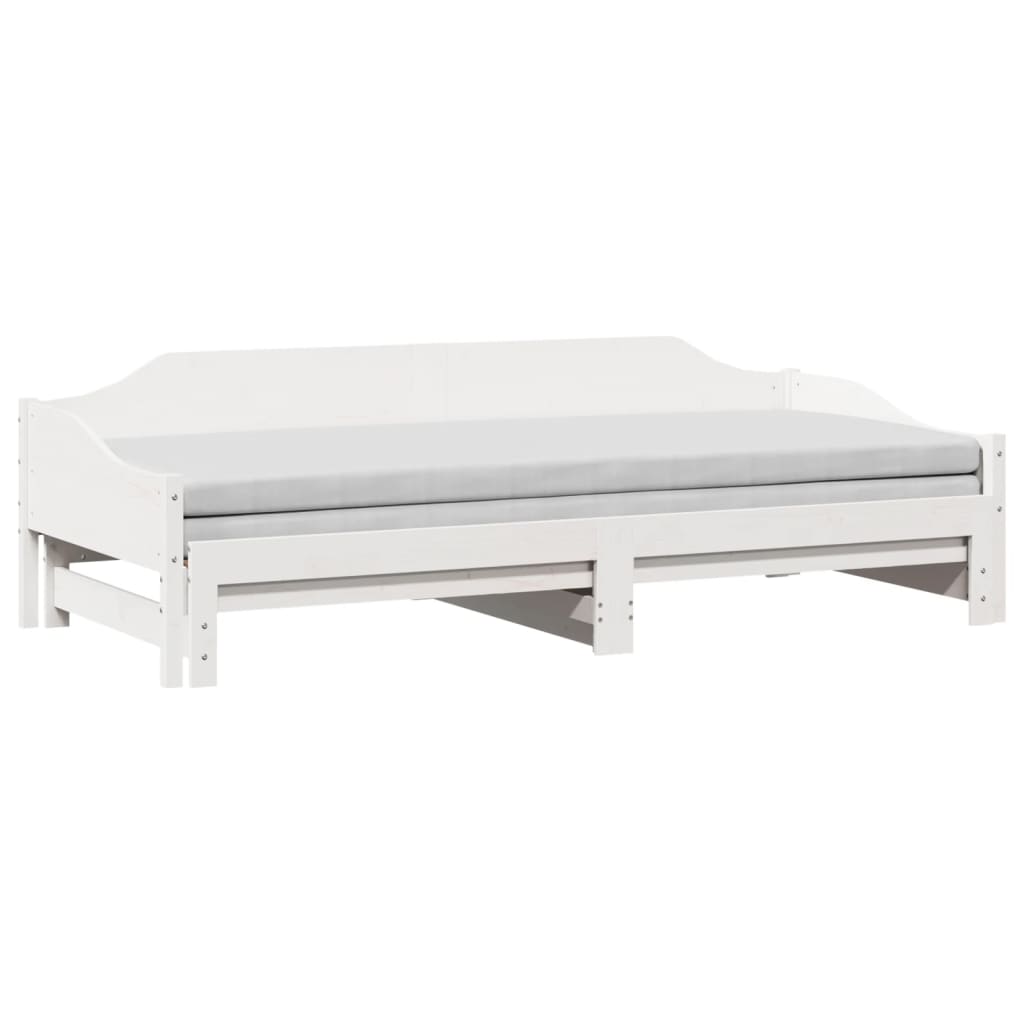 Uttrekkbar dagseng hvit 80x200 cm heltre furu