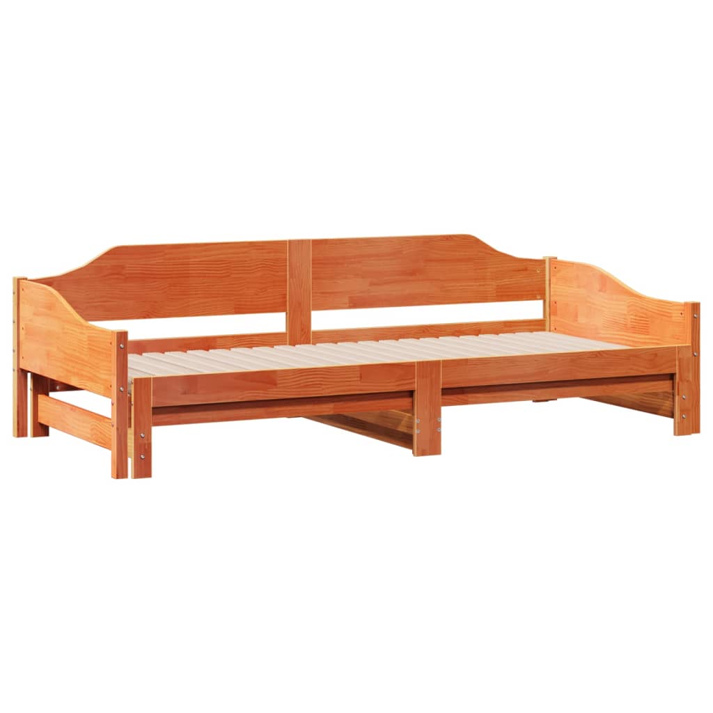 Uttrekkbar dagseng voksbrun 80x200 cm heltre furu