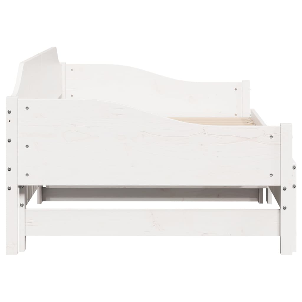 Uttrekkbar dagseng hvit 90x200 cm heltre furu