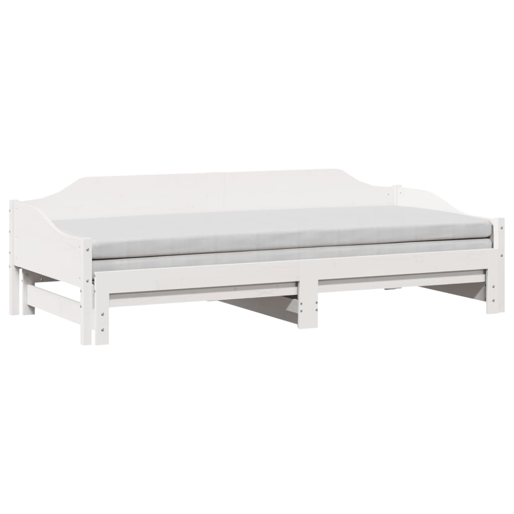 Uttrekkbar dagseng hvit 90x190 cm heltre furu
