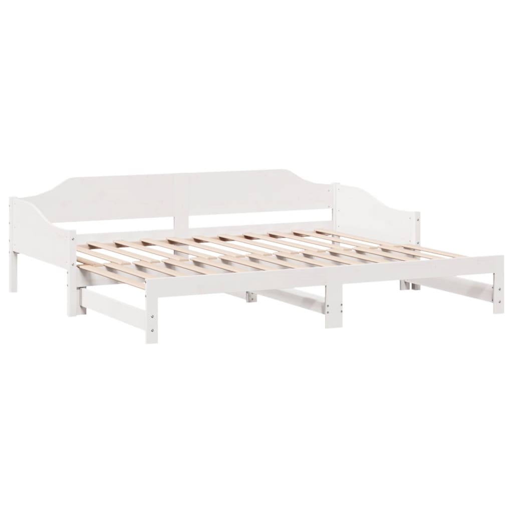 Uttrekkbar dagseng hvit 90x190 cm heltre furu