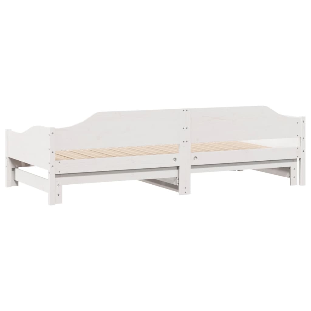 Uttrekkbar dagseng hvit 90x190 cm heltre furu