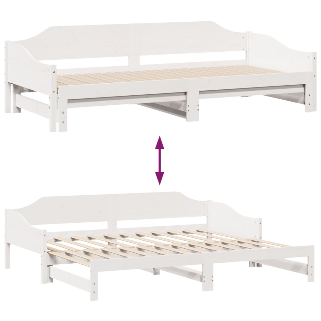 Uttrekkbar dagseng hvit 90x190 cm heltre furu