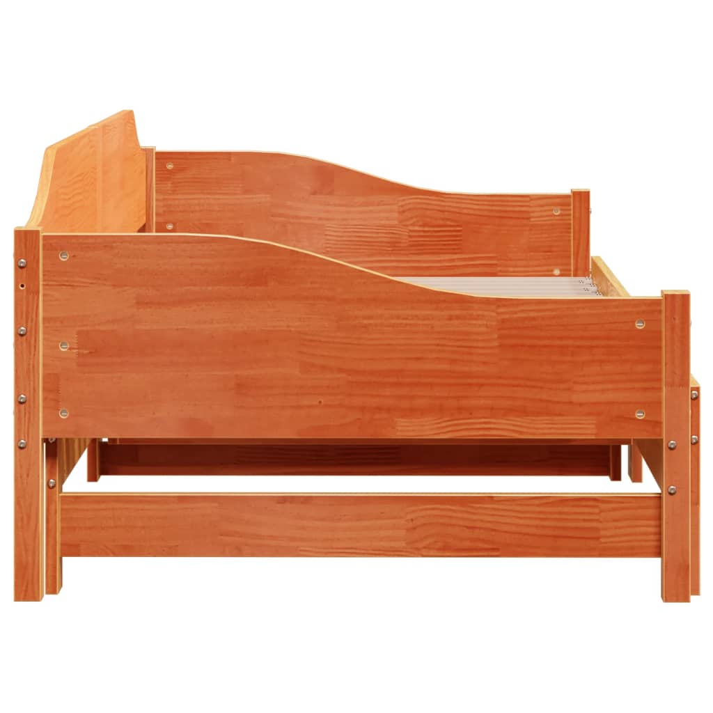 Uttrekkbar dagseng uten madrass voksbrun 90x190 cm heltre furu