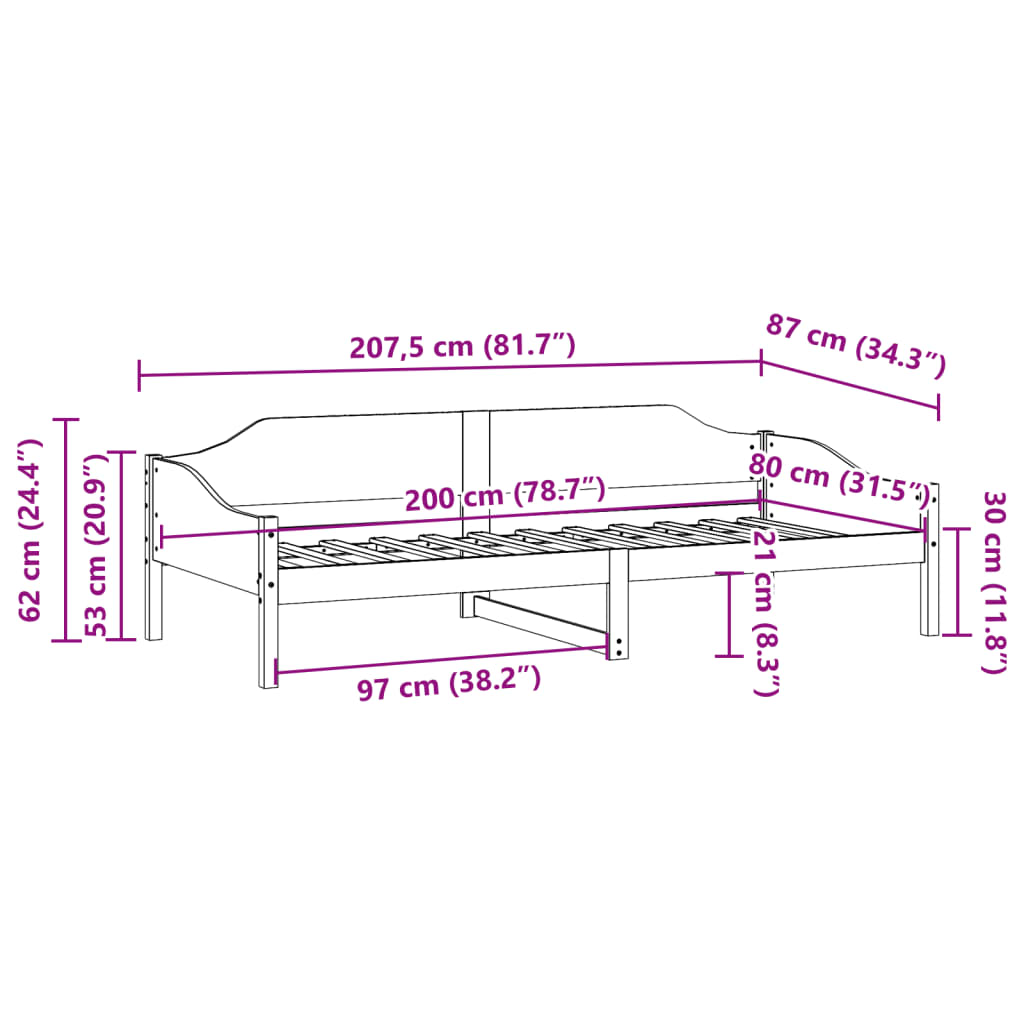 Sengeramme uten madrass 80x200 cm heltre furu