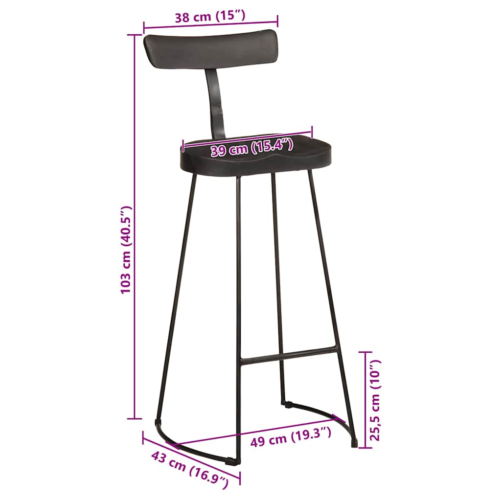 Barkrakker 2 stk svart 49x43x103 cm heltre mango
