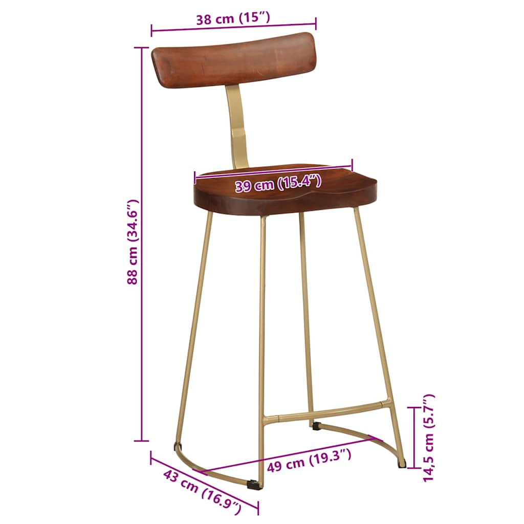 Barkrakker 2 stk 49x43x88 cm heltre mango