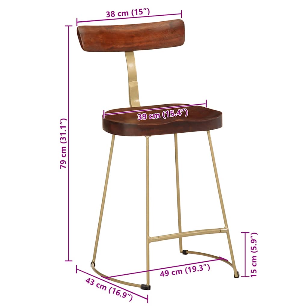 Barkrakker 2 stk 49x43x79 cm heltre mango