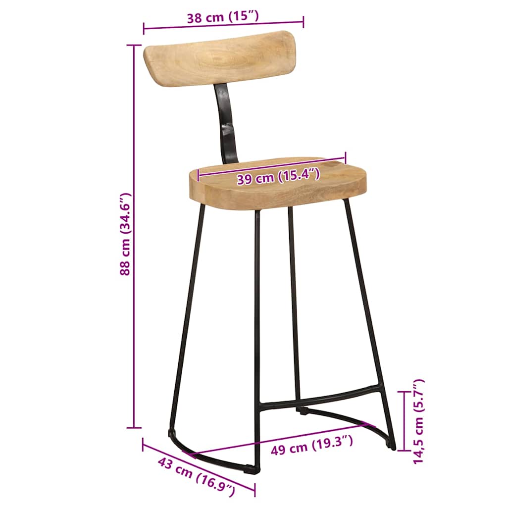 Barkrakker 2 stk 49x43x88 cm heltre mango