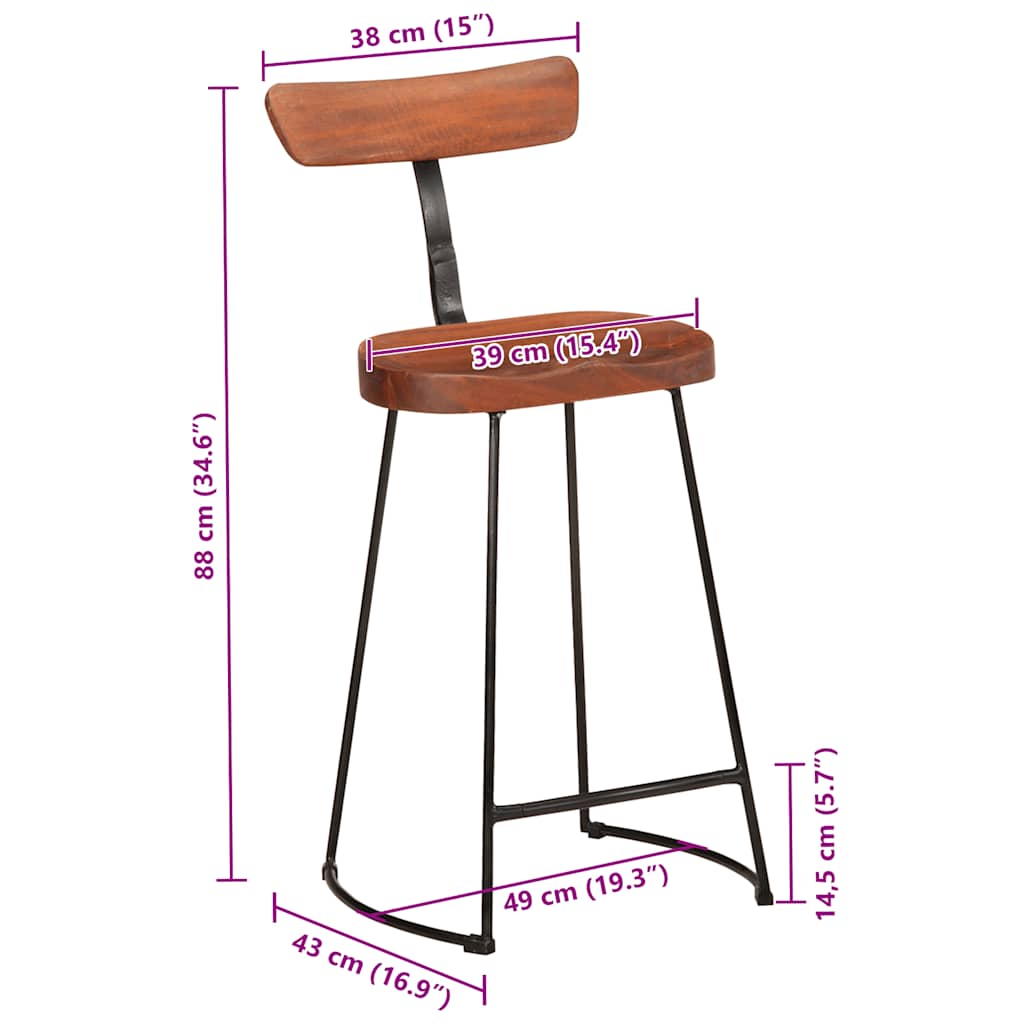 Barkrakker 2 stk 49x43x88 cm heltre mango