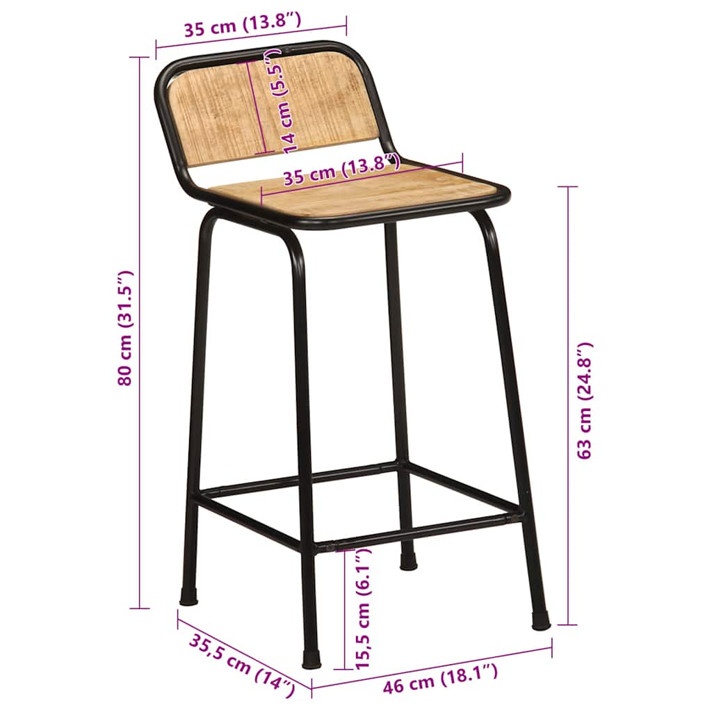 Barkrakker 2 stk 46x35,5x80 cm grovt heltre mangotre