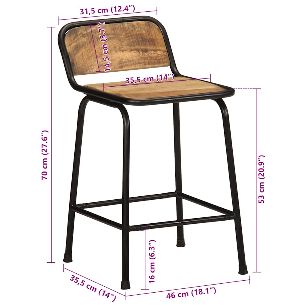 Barkrakker 4 stk 46x35,5x70 cm grovt heltre mangotre