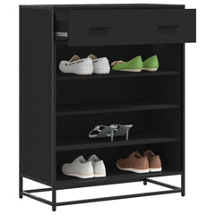 Skoskap svart 75x38x97,5 cm konstruert tre og metall