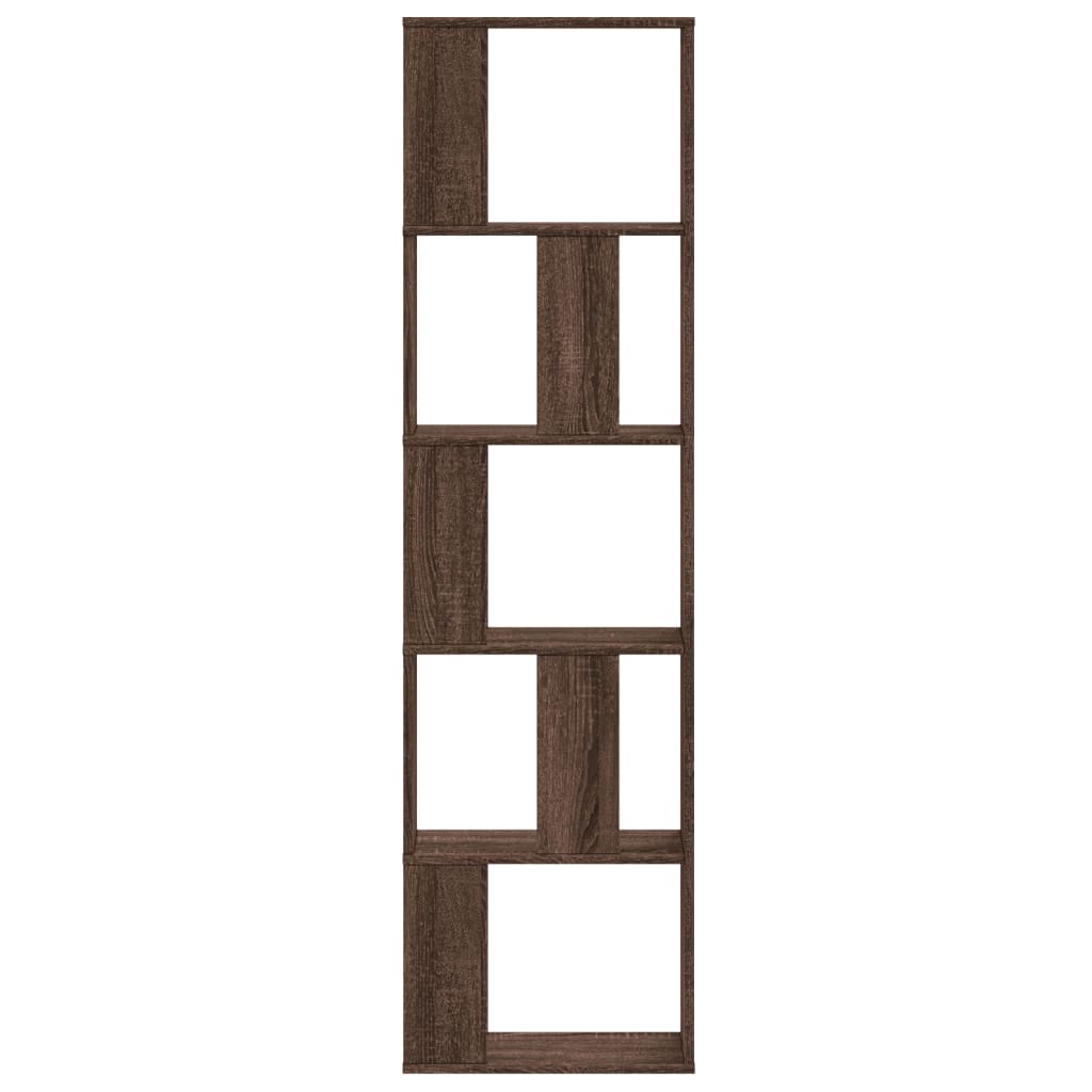 Bokhylle 5 etasjer brun eik 45x23,5x162,5 cm konstruert tre