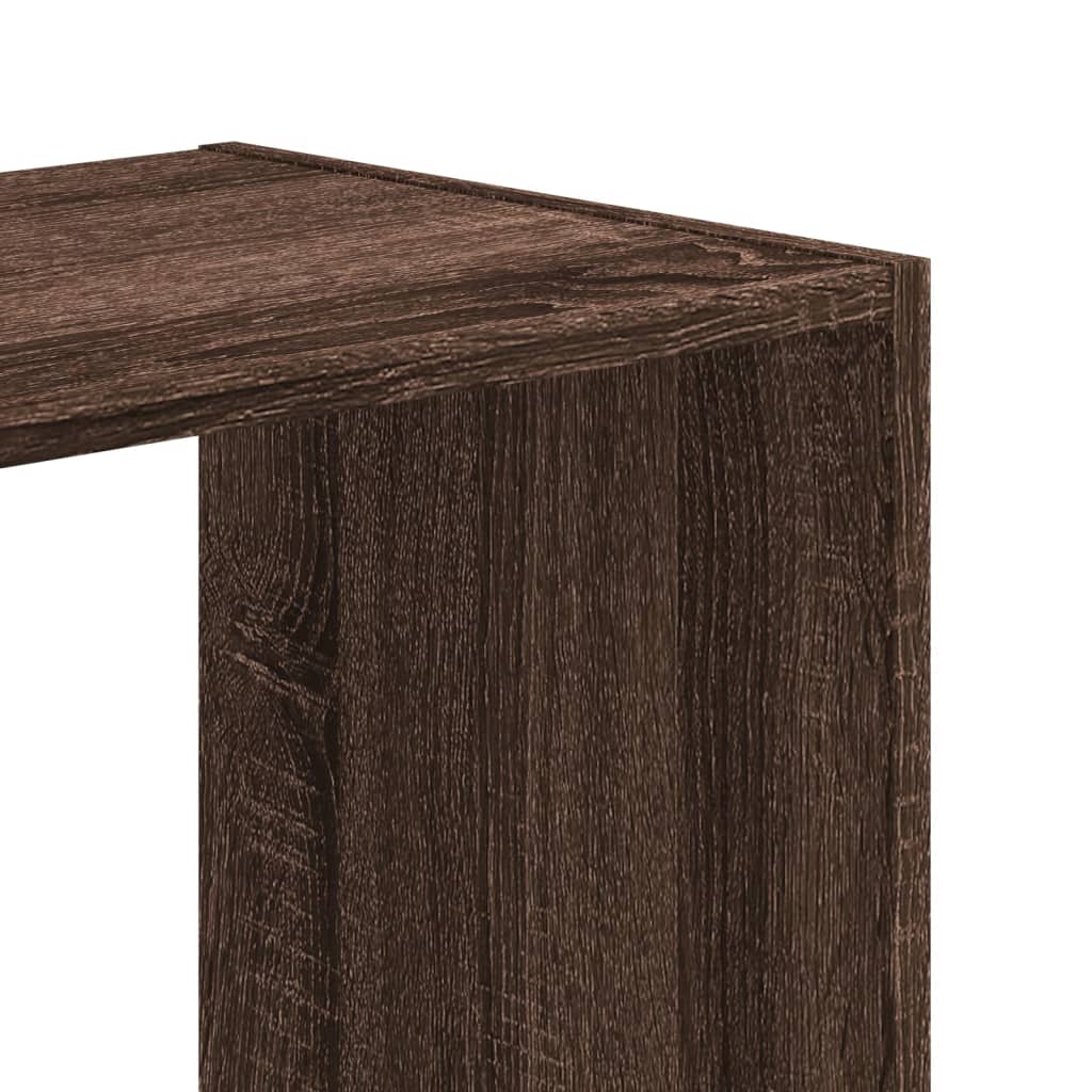 Bokhylle brun eik 102x32x102 cm konstruert tre