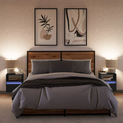 Vegghengte nattbord med LED-lys 2 stk svart