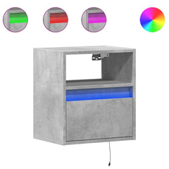 Vegghengte nattbord med LED-lys 2 stk betonggrå