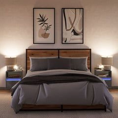 Vegghengte nattbord med LED-lys 2 stk betonggrå