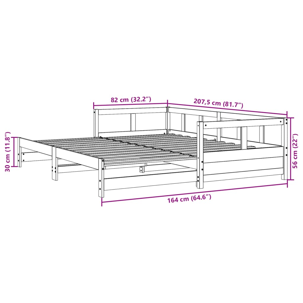 Dagseng uten madrass 80x200 cm heltre furu